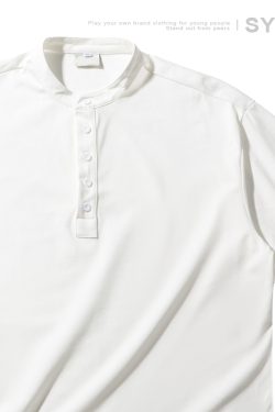 High-End Heavyweight Oversized Henley Collar Short Sleeve T-Shirt for Men - Loose Fit Round Neck Tee - Y2K Summer Style