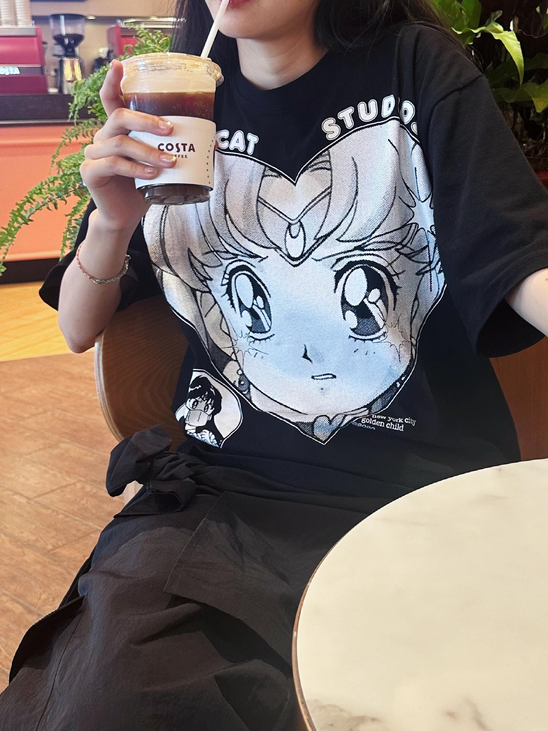 High-End Printed Slim-Fit Loose Pure Cotton Short-Sleeve T-Shirt for Women - Versatile Age-Reducing Style High-End Printed Slim-Fit Loose Pure Cotton Short-Sleeve T-Shirt for Women - Versatile Age-Reducing Style