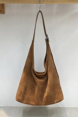 High-End Retro Suede Tote Bag for Autumn & Winter - Versatile Commuting Shoulder Crossbody Bag in Lazy Style