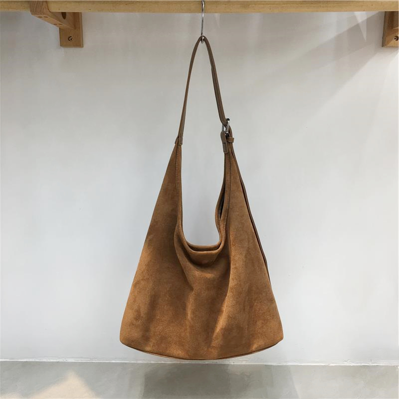 High-End Retro Suede Tote Bag for Autumn & Winter - Versatile Commuting Shoulder Crossbody Bag in Lazy Style High-End Retro Suede Tote Bag for Autumn & Winter - Versatile Commuting Shoulder Crossbody Bag in Lazy Style