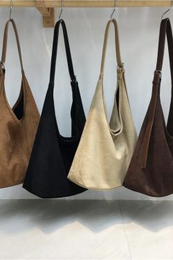 High-End Retro Suede Tote Bag for Autumn & Winter - Versatile Commuting Shoulder Crossbody Bag in Lazy Style