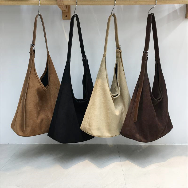 High-End Retro Suede Tote Bag for Autumn & Winter - Versatile Commuting Shoulder Crossbody Bag in Lazy Style High-End Retro Suede Tote Bag for Autumn & Winter - Versatile Commuting Shoulder Crossbody Bag in Lazy Style
