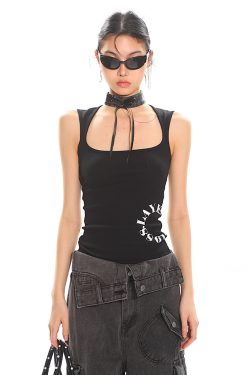 High-End Sleeveless Square Neck Printed Sexy Tank Top for Women - Comfortable Basic Fashion in Trendy Styles