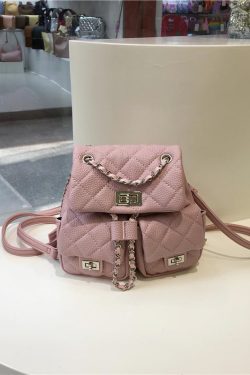 High-End Small Chanel-Style Diamond Quilted Chain Backpack - Versatile Commuter Bag for 2024 Fashion Trends