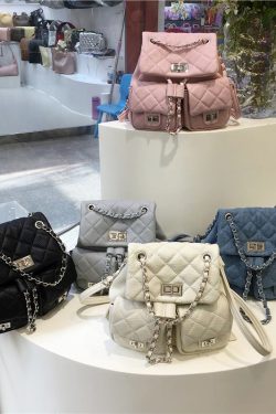 High-End Small Chanel-Style Diamond Quilted Chain Backpack - Versatile Commuter Bag for 2024 Fashion Trends