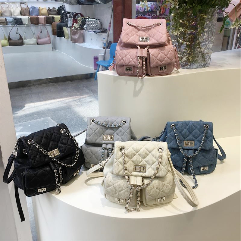 High-End Small Chanel-Style Diamond Quilted Chain Backpack - Versatile Commuter Bag for 2024 Fashion Trends High-End Small Chanel-Style Diamond Quilted Chain Backpack - Versatile Commuter Bag for 2024 Fashion Trends