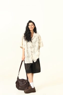 High-End Tassel Shirt for Women - Personalized Trendy Suit Collar Short-Sleeve Top, Chic Fashion Statement, Perfect for Y2K Style