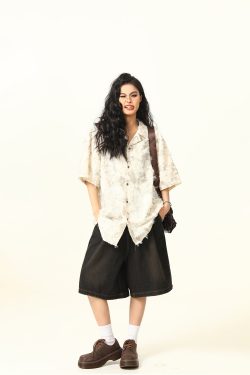 High-End Tassel Shirt for Women - Personalized Trendy Suit Collar Short-Sleeve Top, Chic Fashion Statement, Perfect for Y2K Style