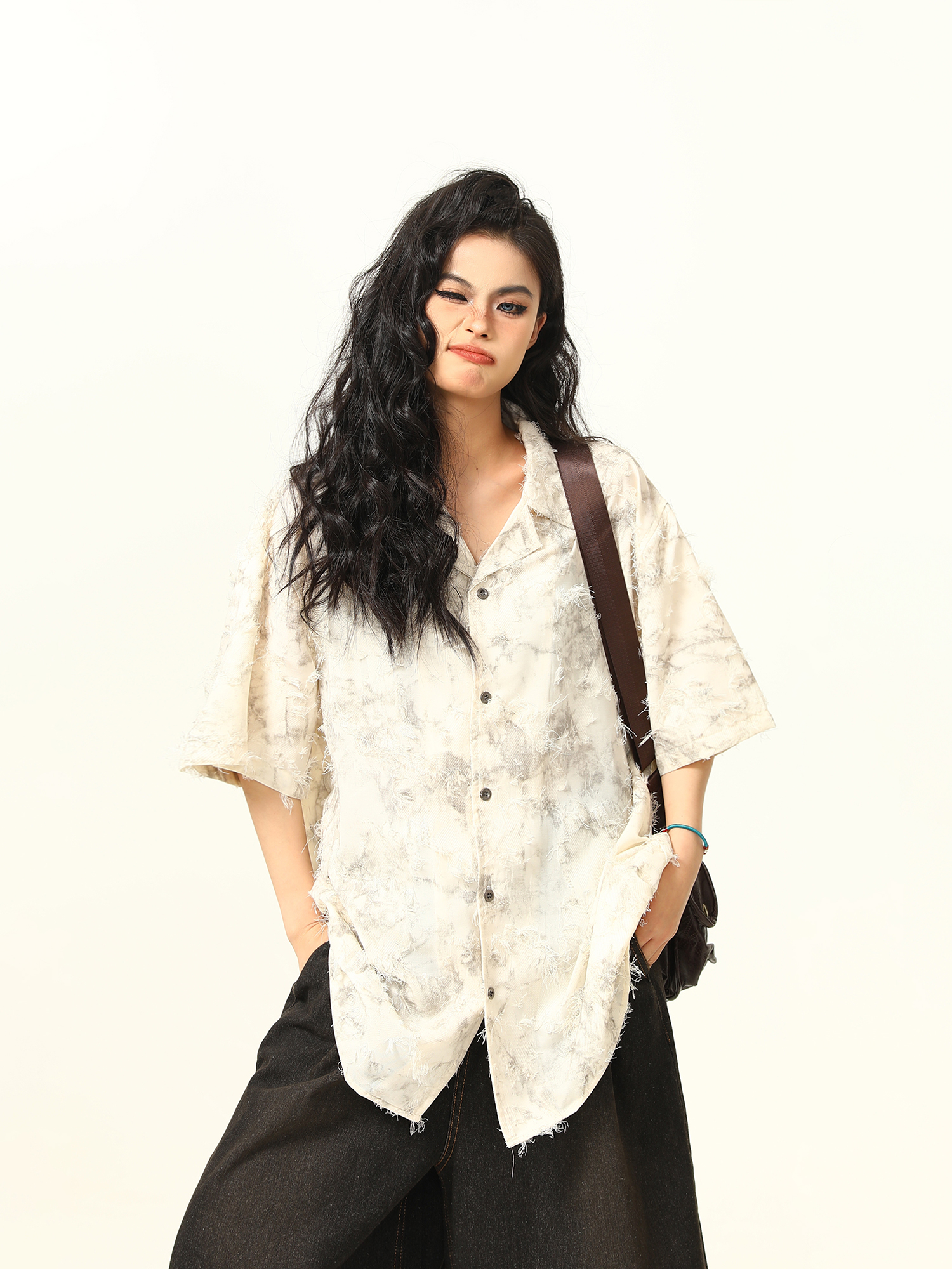 High-End Tassel Shirt for Women - Personalized Trendy Suit Collar Short-Sleeve Top, Chic Fashion Statement, Perfect for Y2K Style High-End Tassel Shirt for Women - Personalized Trendy Suit Collar Short-Sleeve Top, Chic Fashion Statement, Perfect for Y2K Style