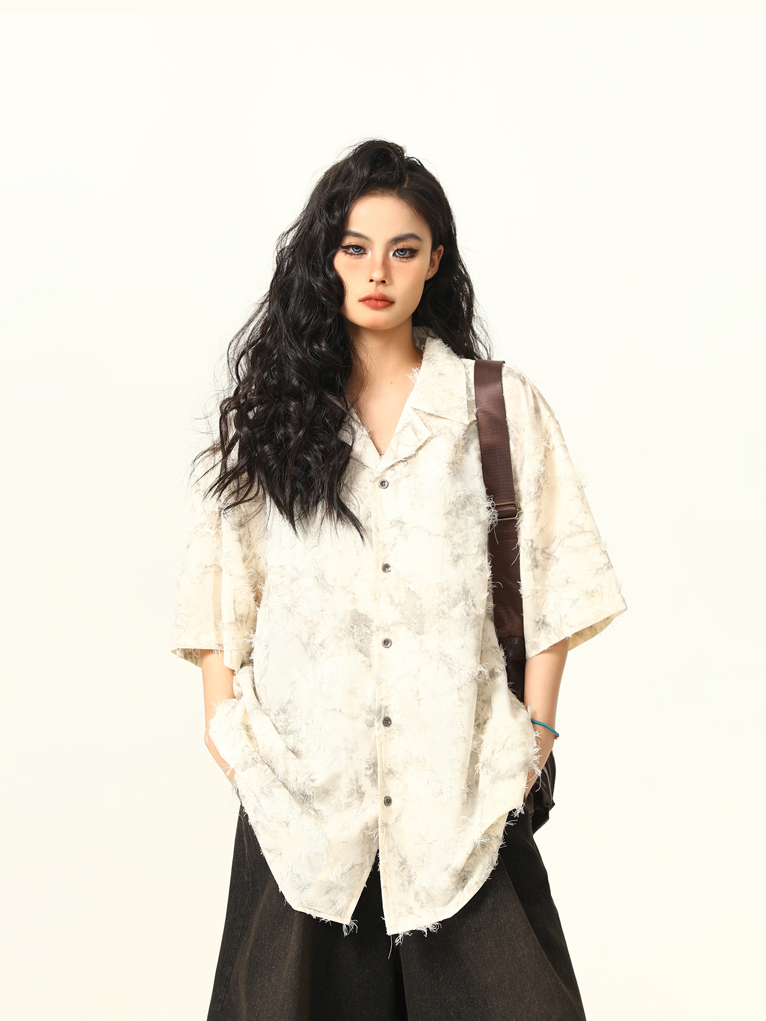 High-End Tassel Shirt for Women - Personalized Trendy Suit Collar Short-Sleeve Top, Chic Fashion Statement, Perfect for Y2K Style High-End Tassel Shirt for Women - Personalized Trendy Suit Collar Short-Sleeve Top, Chic Fashion Statement, Perfect for Y2K Style