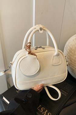 High-End Textured Handbag for Women - Trendy Bowling Tote & Crossbody Bag, Fashionable Design for 2025