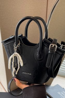 High-End Textured Mini Bucket Tote Bag for Women - 2025 Minimalist Stylish Crossbody Shoulder Bag