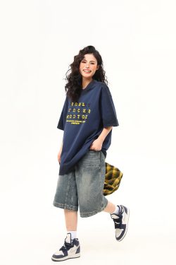 High-End Vintage Wash Gradient Short Sleeve T-Shirt for Men and Women - Trendy Heavyweight Couples Tee