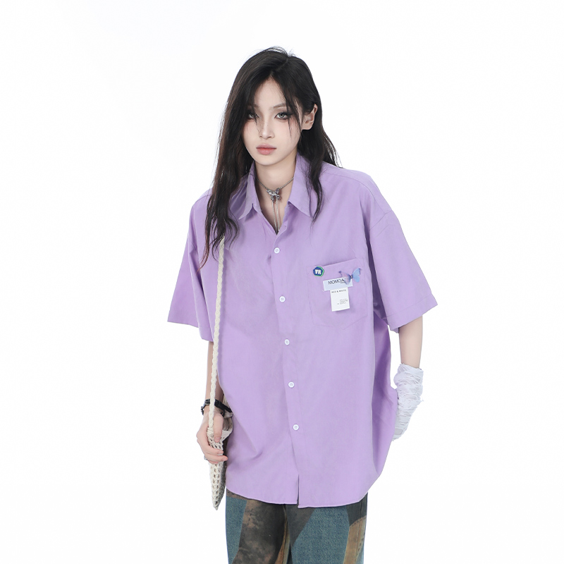 High-End White Short Sleeve Shirt for Women, Unique Loose Casual Design, Trendy Summer Fashion High-End White Short Sleeve Shirt for Women, Unique Loose Casual Design, Trendy Summer Fashion