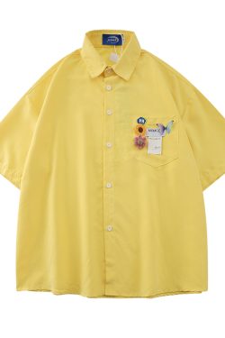 High-End White Short Sleeve Shirt for Women, Unique Loose Casual Design, Trendy Summer Fashion