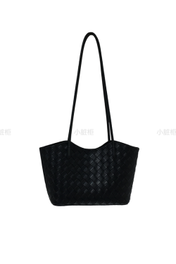 High-End Woven Textured Soft Leather Commuter Shoulder Tote Bag - Versatile Niche Design for Effortless Style