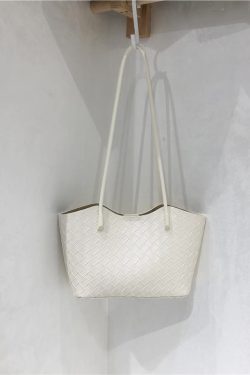 High-End Woven Textured Soft Leather Commuter Shoulder Tote Bag - Versatile Niche Design for Effortless Style