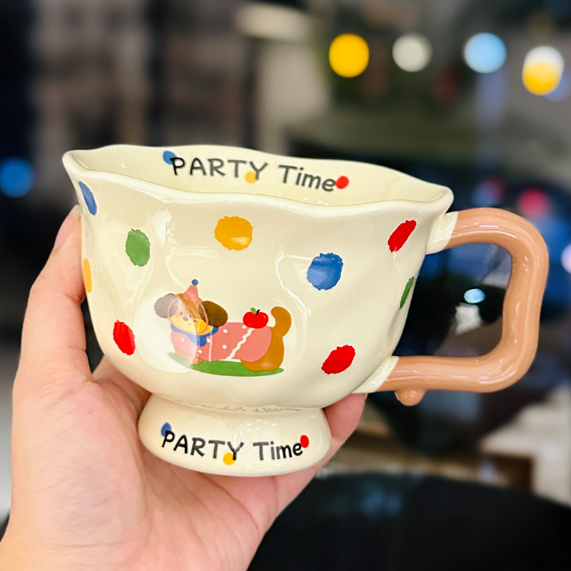 High-Footed Cute Heart Ceramic Water Cup - Wide-Mouth Breakfast Mug for Girls High-Footed Cute Heart Ceramic Water Cup - Wide-Mouth Breakfast Mug for Girls