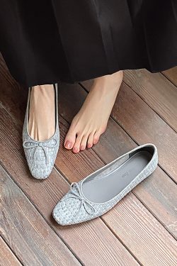 High-Heeled Genuine Leather Shallow Mouth Shoes for Women - Woven Design, Spring 2025, Sweet Style, Trendy Fashion Footwear