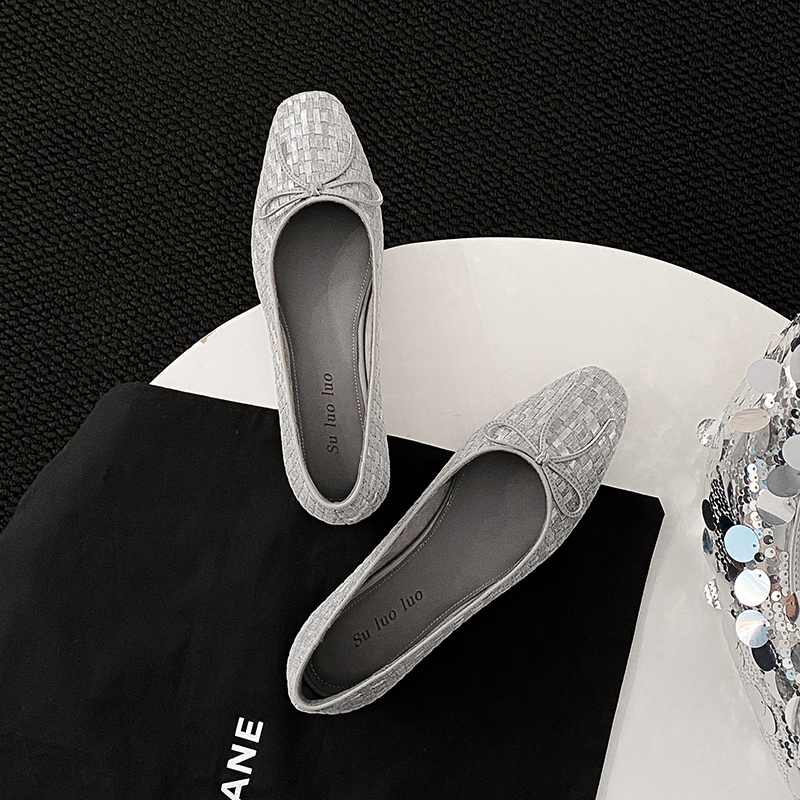 High-Heeled Genuine Leather Shallow Mouth Shoes for Women - Woven Design, Spring 2025, Sweet Style, Trendy Fashion Footwear High-Heeled Genuine Leather Shallow Mouth Shoes for Women - Woven Design, Spring 2025, Sweet Style, Trendy Fashion Footwear