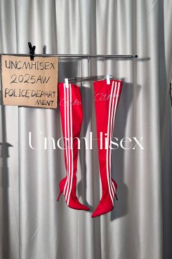 High Heeled Long Boots for Women - Slim Three Stripes Design with Rhinestones, Elastic Fit, Autumn/Winter Fashion, Hot Girl Style