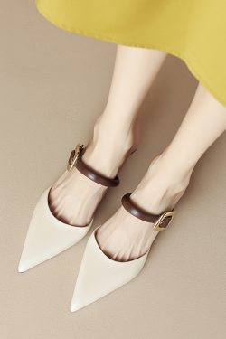 High-Heeled Pointed Toe Mules - Italian Corso Venezia Baotou Style Cool Slippers - Luxe Half Slippers for Chic Elegance