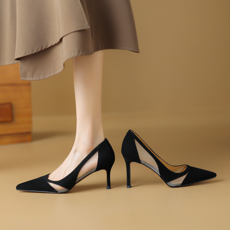 High Heels for Women - French Mesh Thin Versatile Fashion Shoes, Trendy High-End Italian Style High Heels for Women - French Mesh Thin Versatile Fashion Shoes, Trendy High-End Italian Style