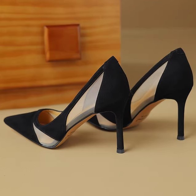 High Heels for Women - French Mesh Thin Versatile Fashion Shoes, Trendy High-End Italian Style High Heels for Women - French Mesh Thin Versatile Fashion Shoes, Trendy High-End Italian Style