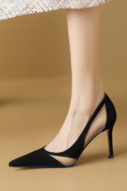 High Heels for Women - French Mesh Thin Versatile Fashion Shoes, Trendy High-End Italian Style