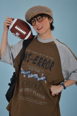 High Neck Loose Short Sleeve T-Shirt - Handmade Vintage Sports Style Unisex Summer Top - Trendy Casual Fashion