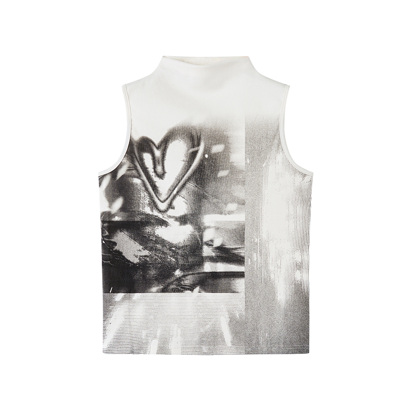 High-Neck Sleeveless Graffiti Tank Top - Trendy Casual Streetwear for Summer, Boho Style, Urban Fashion, 90s Inspired High-Neck Sleeveless Graffiti Tank Top - Trendy Casual Streetwear for Summer, Boho Style, Urban Fashion, 90s Inspired