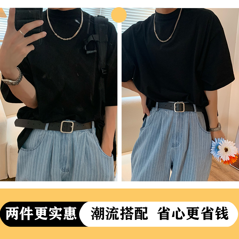 High Neck Solid Color T-Shirt - Handmade Korean Style Small Short Sleeve Tee for Trendy Summer Layering High Neck Solid Color T-Shirt - Handmade Korean Style Small Short Sleeve Tee for Trendy Summer Layering