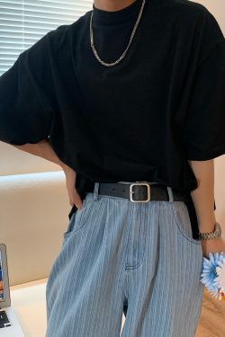 High Neck Solid Color T-Shirt - Handmade Korean Style Small Short Sleeve Tee for Trendy Summer Layering