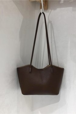 High-Quality Lychee Texture Women's Shoulder Tote Bag - Simple Versatile Commuter Style for Everyday Use