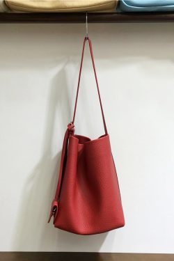 High-Quality Minimalist Lychee Pattern Women's Single Shoulder Crossbody Bucket Bag - Large Capacity Tote for Everyday Use