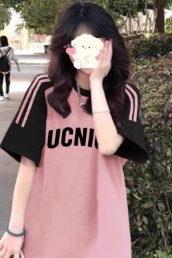 High Street American-Style Three-Stripe Short Sleeve T-Shirt for Girls - Summer Model for Middle & High School Students