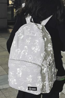 High Street Graffiti Reflective Backpack for Students - Large Capacity Unisex Design for Men and Women