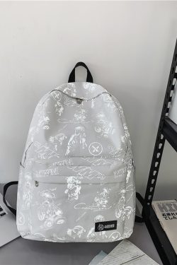 High Street Graffiti Reflective Backpack for Students - Large Capacity Unisex Design for Men and Women