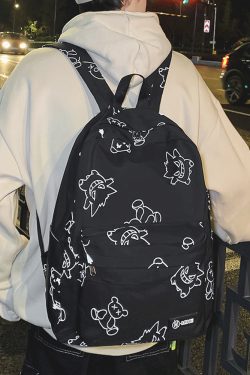 High Street Graffiti Reflective Backpack for Students - Large Capacity Unisex Design for Men and Women