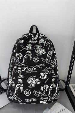 High Street Graffiti Reflective Backpack for Students - Large Capacity Unisex Design for Men and Women