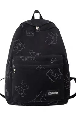 High Street Graffiti Reflective Backpack for Students - Large Capacity Unisex Design for Men and Women