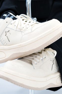 High-Top Sneakers for Men & Women, Trendy Streetwear Sports Shoes, Thick-Soled All-White Martin Boots, Height-Increasing Style