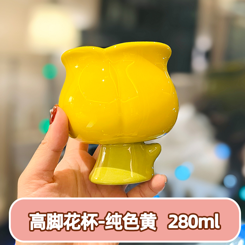 High-Value Peach Ceramic Water Cup with Spoon - Cute Girls' High-Footed Ice Cream Dessert Mug High-Value Peach Ceramic Water Cup with Spoon - Cute Girls' High-Footed Ice Cream Dessert Mug