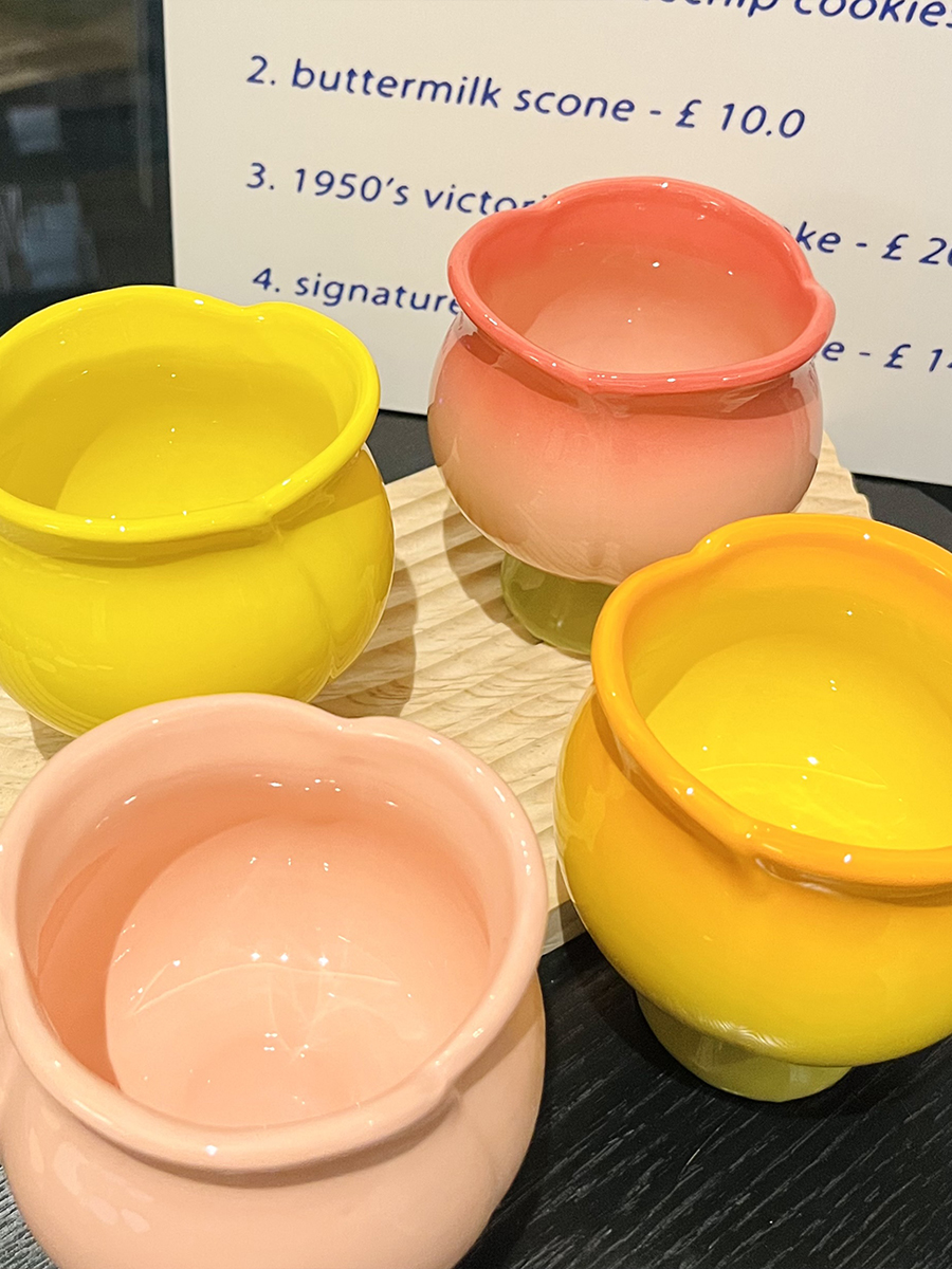 High-Value Peach Ceramic Water Cup with Spoon - Cute Girls' High-Footed Ice Cream Dessert Mug High-Value Peach Ceramic Water Cup with Spoon - Cute Girls' High-Footed Ice Cream Dessert Mug