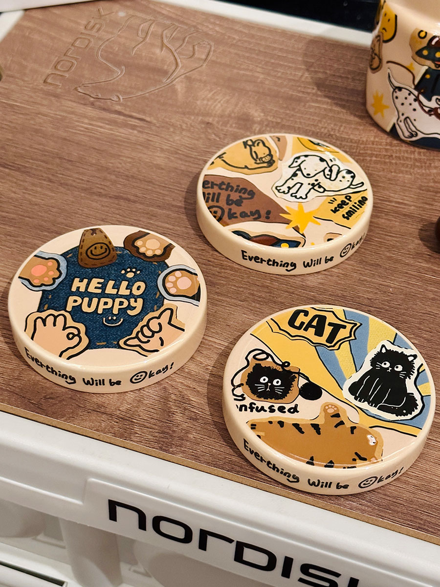 High-Value Small Dog Mug with Lid and Spoon for Office, Cute Water Cup, Oatmeal Breakfast Mug, Pet Lover Gift High-Value Small Dog Mug with Lid and Spoon for Office, Cute Water Cup, Oatmeal Breakfast Mug, Pet Lover Gift