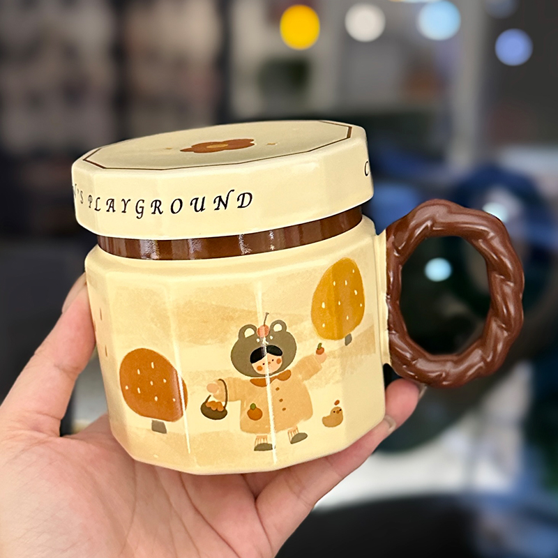 High-Value Small Dog Mug with Lid and Spoon for Office, Cute Water Cup, Oatmeal Breakfast Mug, Pet Lover Gift High-Value Small Dog Mug with Lid and Spoon for Office, Cute Water Cup, Oatmeal Breakfast Mug, Pet Lover Gift