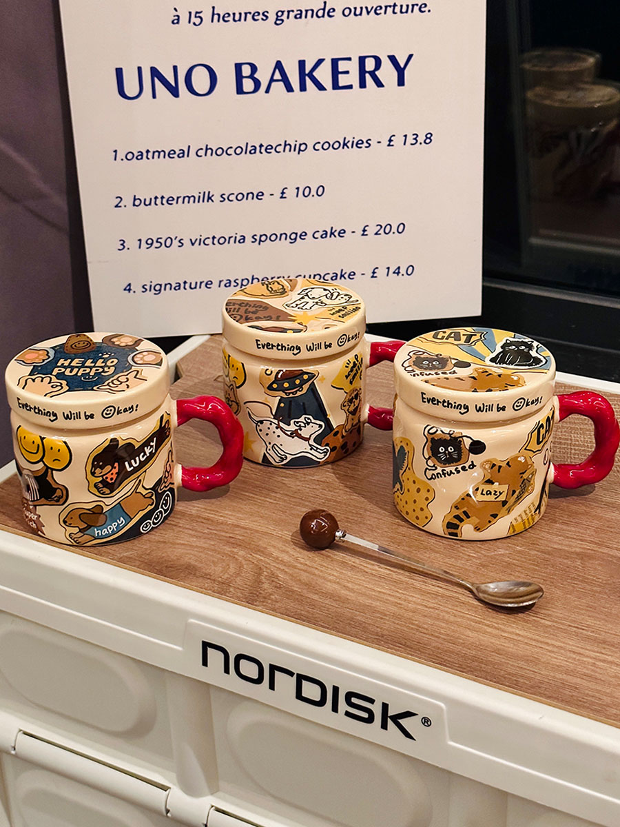 High-Value Small Dog Mug with Lid and Spoon for Office, Cute Water Cup, Oatmeal Breakfast Mug, Pet Lover Gift High-Value Small Dog Mug with Lid and Spoon for Office, Cute Water Cup, Oatmeal Breakfast Mug, Pet Lover Gift