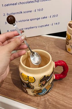 High-Value Small Dog Mug with Lid and Spoon for Office, Cute Water Cup, Oatmeal Breakfast Mug, Pet Lover Gift