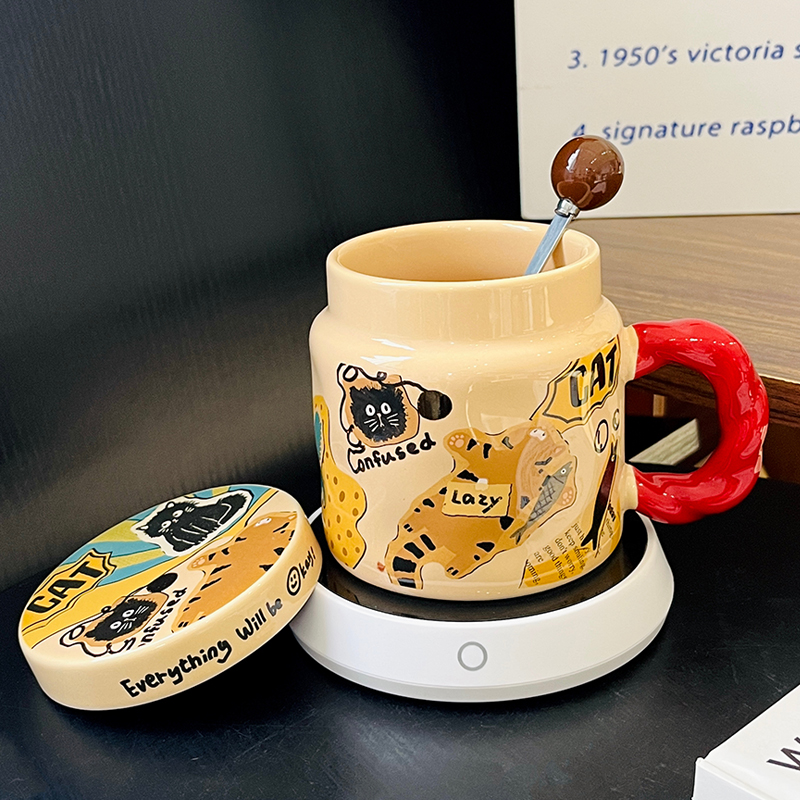 High-Value Small Dog Mug with Lid and Spoon for Office, Cute Water Cup, Oatmeal Breakfast Mug, Pet Lover Gift High-Value Small Dog Mug with Lid and Spoon for Office, Cute Water Cup, Oatmeal Breakfast Mug, Pet Lover Gift