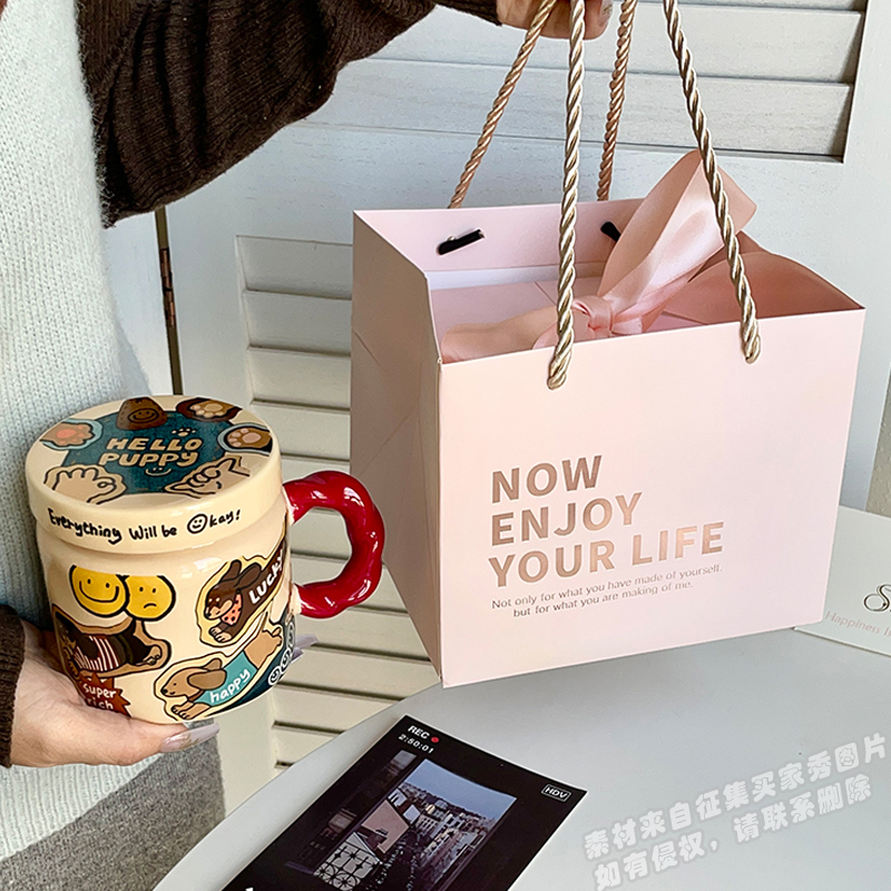 High-Value Small Dog Mug with Lid and Spoon for Office, Cute Water Cup, Oatmeal Breakfast Mug, Pet Lover Gift High-Value Small Dog Mug with Lid and Spoon for Office, Cute Water Cup, Oatmeal Breakfast Mug, Pet Lover Gift